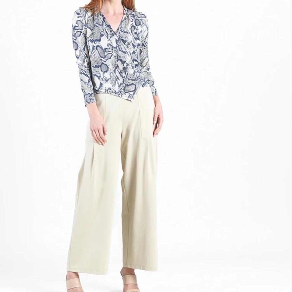 Clara Sun Woo Butter Knit Long Sleeve Crossover Faux Wrap Top
